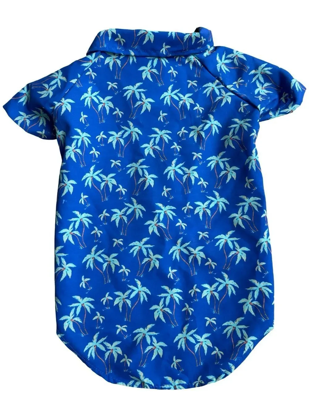Buttons & Bones Blue Button Up & Velcro Tropical Print Dog Shirt Size L NWT
